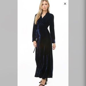 Navy blue maxi velvet dress